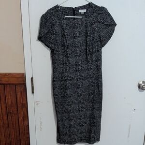 Calvin Klein Black Tweed Midi Dress